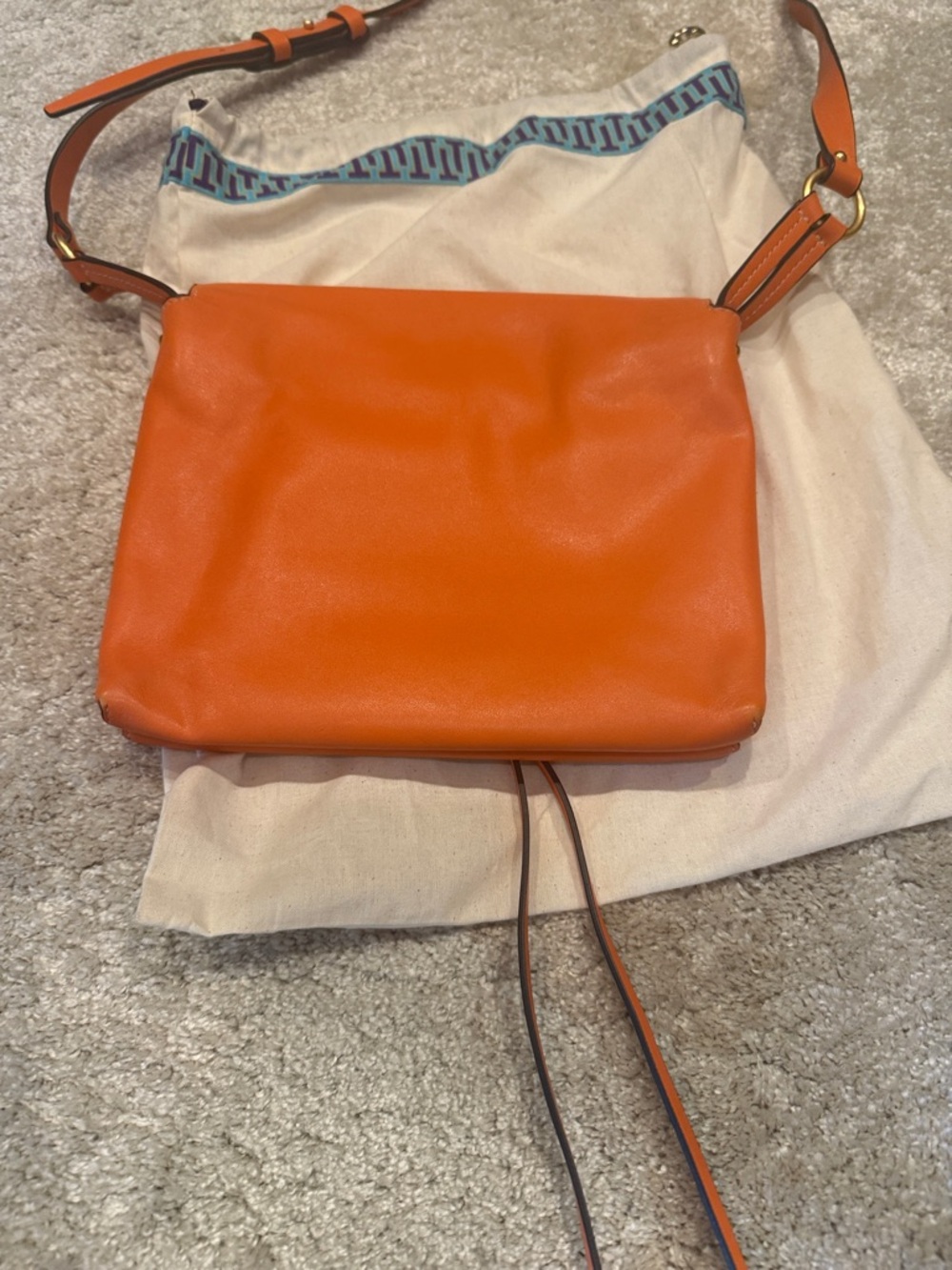 Tory Burch Bright Orange Leather Fleming-Inspired Crossbody - Picture 3 of 12